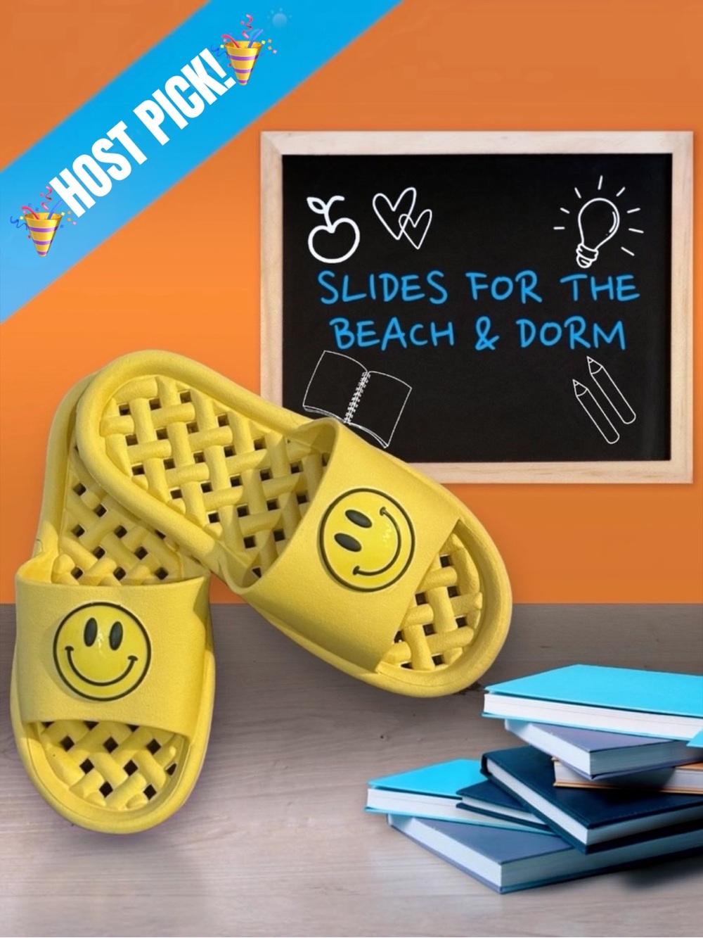 SMILEY FACE SLIDES! SLIDES HAVE LATTICE SOLE, VERY VERSATILE! SZ 7/8
